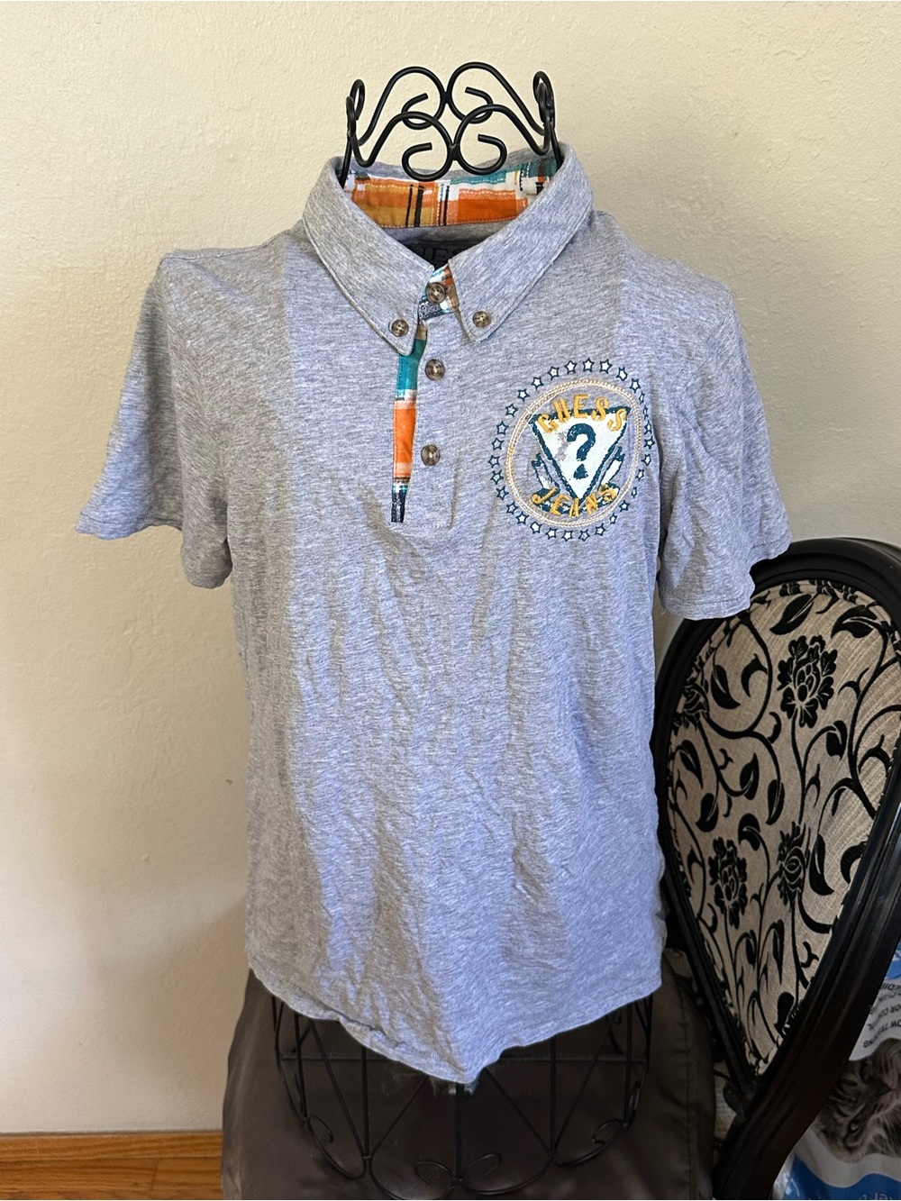 Guess Boys' Gray Polo with Embroidered Crest